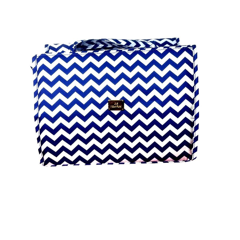 JM New York Blue White Large Cosmetic Caddie Makeup Case